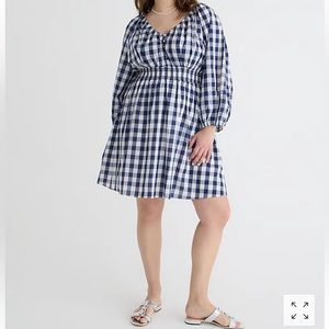 J. Crew Gingham 3/4 Length Sleeve Dress